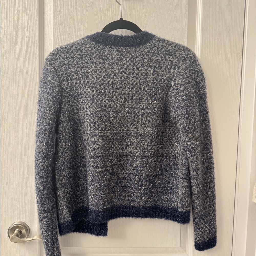 Maje Navy Gray Bouclé Cardigan - Picture 5 of 6